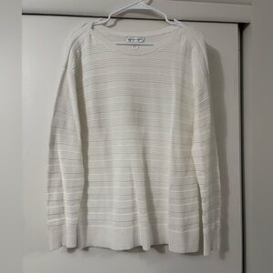 Lightweight White Striped Long Sleeve Sweater